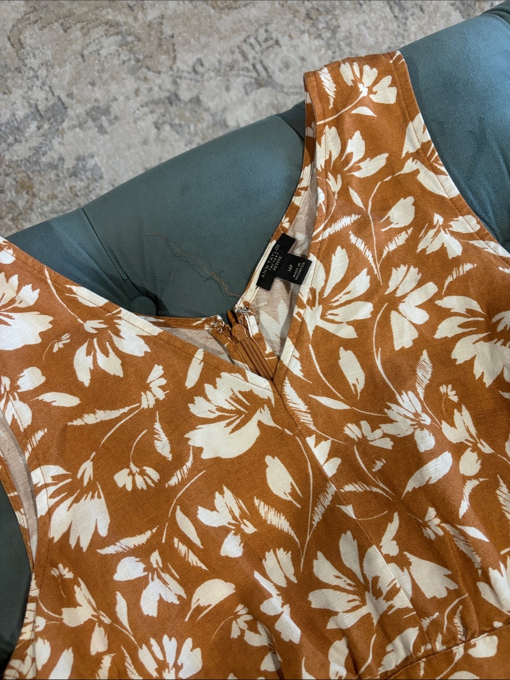 Ann Taylor Factory Rust Floral Midi Dress - Picture 2 of 4